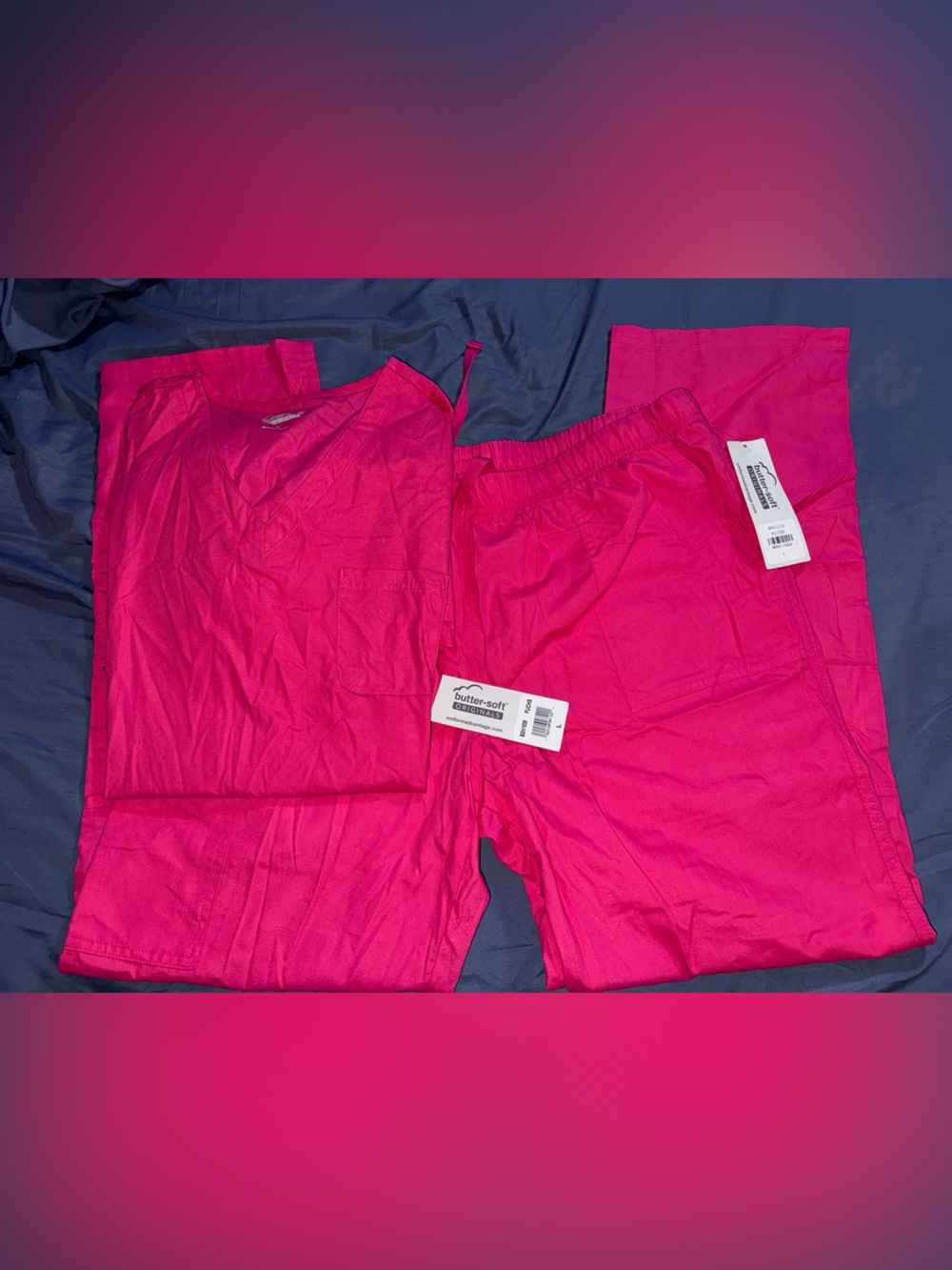 Women’s Hot Pink Medical Scrub Set - Top & Drawstring Pants